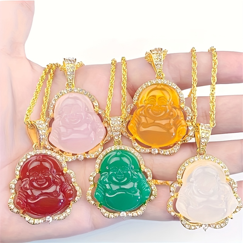 Hip-hop Glass Maitreya Pendant Necklace